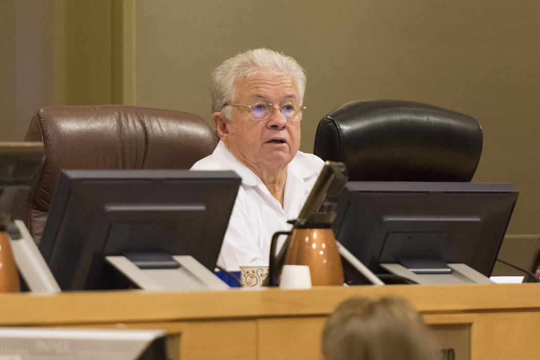 Councilman Bob Coffin speaks at Las Vegas City Hall Council Chambers, Wednesday, Aug. 3, 2016. (Jason Ogulnik/Las Vegas Review-Journal)