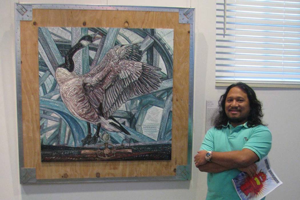 Gig Depio stands before his work at the “Aesthetics Primary.” (Las Vegas Review-Journal file)