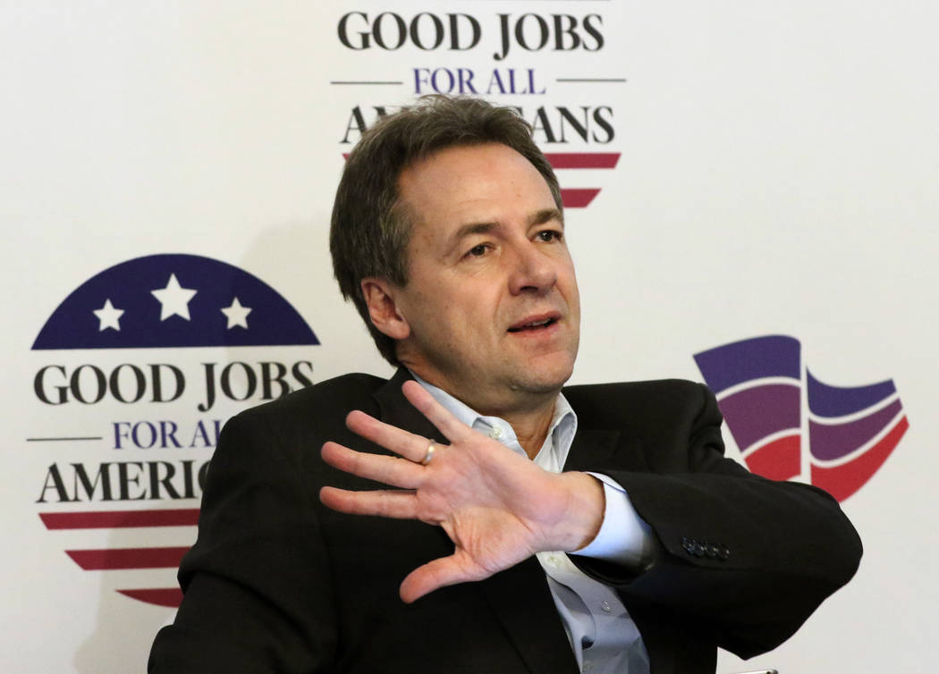 Montana Gov. Steve Bullock speaks during a panel discussion on employment and how to equip the workforce for jobs of the future on Wednesday, Dec. 5, 2018 during the National Governors Associ ...