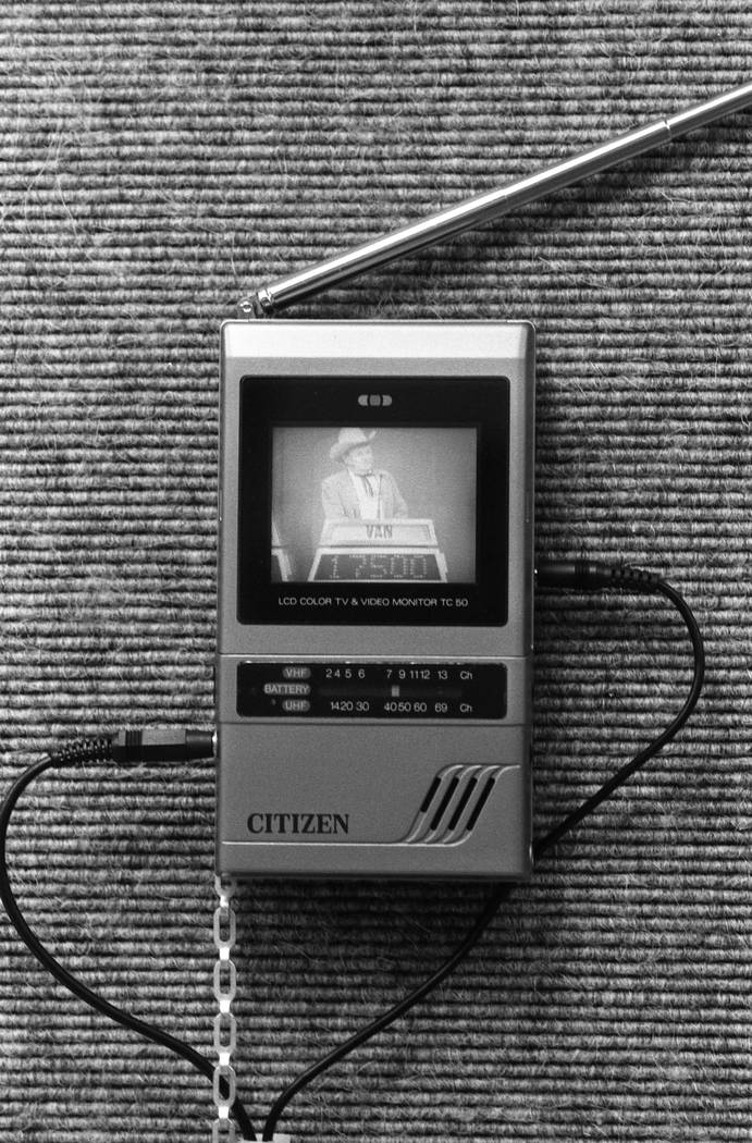 A portable Citizen LCD Color Television and Video Monitor TC 50 is displayed at the 1987 CES show at the Las Vegas Convention Center. (Jim Laurie/Las Vegas Review-Journal)