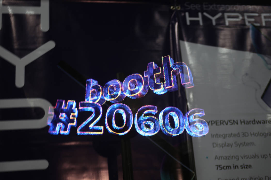 A 3D holographic display by HYPERVSN at the CES Unveiled event for media prefacing the tech mega-conference at Mandalay Bay in Las Vegas, Sunday, Jan. 6, 2019. The devices can create holographic d ...