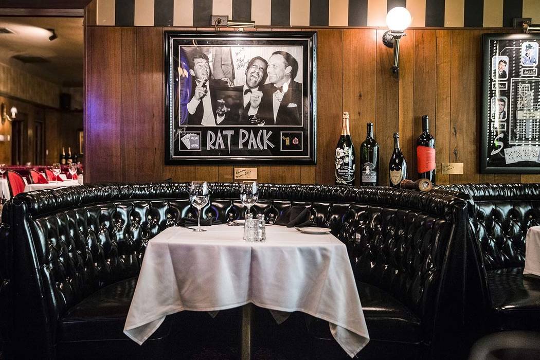 The "rat pack" booth is one of the most popular seating options at the Golden Steer Steakhouse. Photo taken on Wednesday, April, 5, 2017, at the Golden Steer Steakhouse, in Las Vegas. Benjamin Hag ...