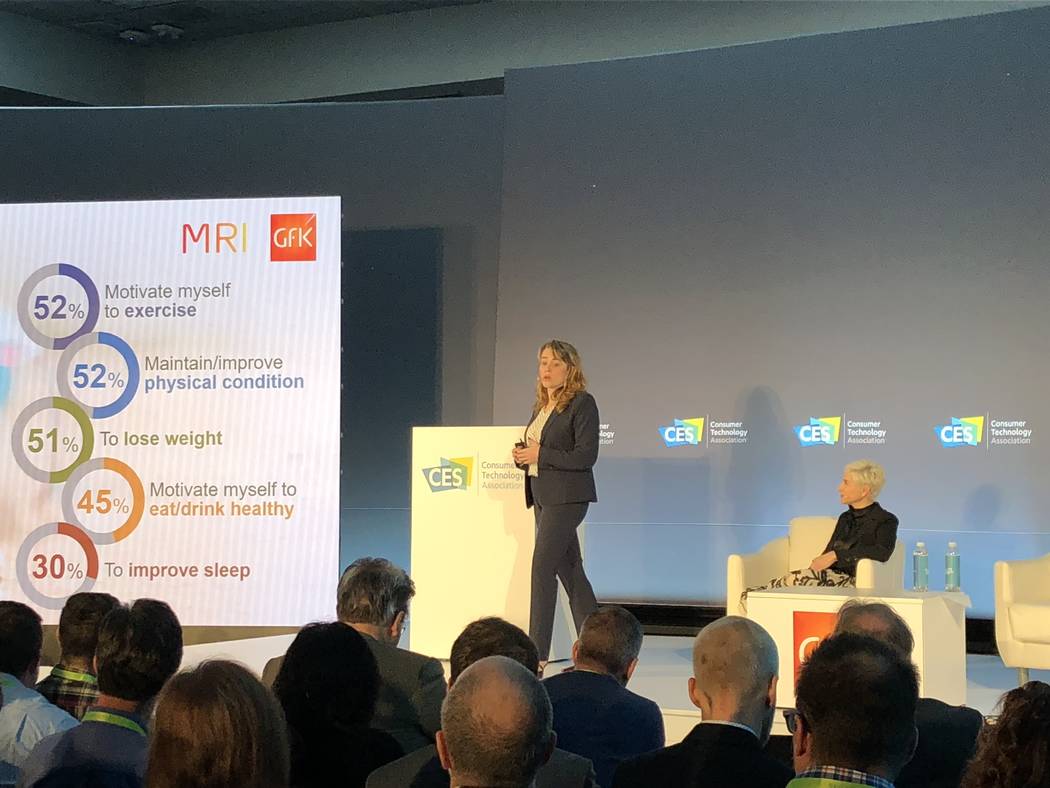 Kathy Sheehan, executive vice president of consumer life at market research company GfK, discusses smart technology at the Las Vegas Convention Center at CES 2019 on Monday, January 7.
