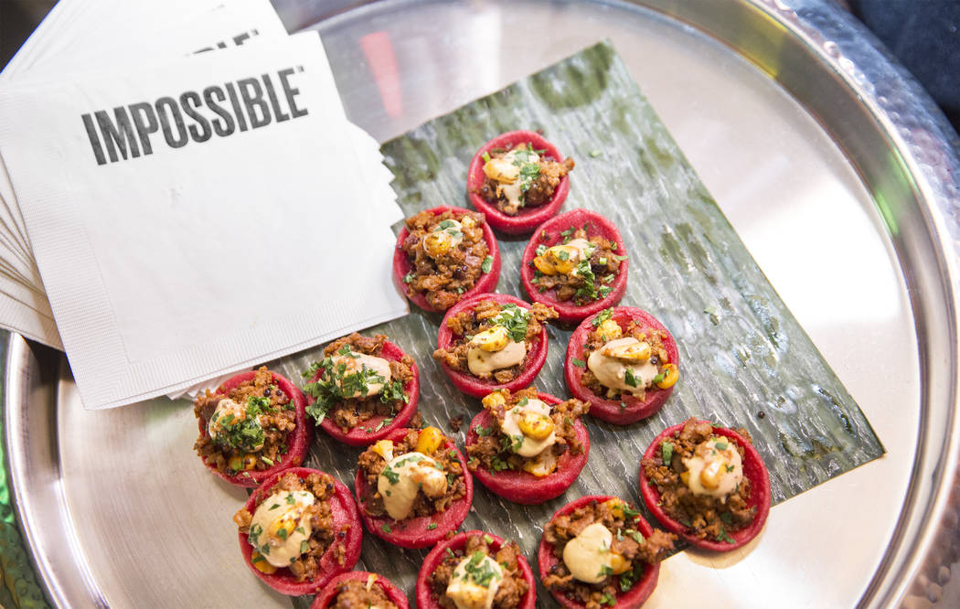 A tray of impossible sope during the launch of Impossible Burger 2.0 at Border Grill on Monday, Jan. 7, 2019, at Mandalay Bay, in Las Vegas. Benjamin Hager Las Vegas Review-Journal