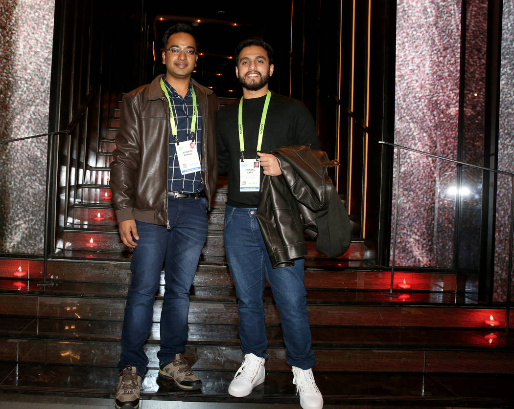 Conventioneers Avinash Bansal, left, and Chiraag Kapil of India at the CES 2019 C Space Party presented by Jewel Nightclub at Aria in Las Vegas Monday, Jan. 7, 2019. K.M. Cannon Las Vegas Review-J ...