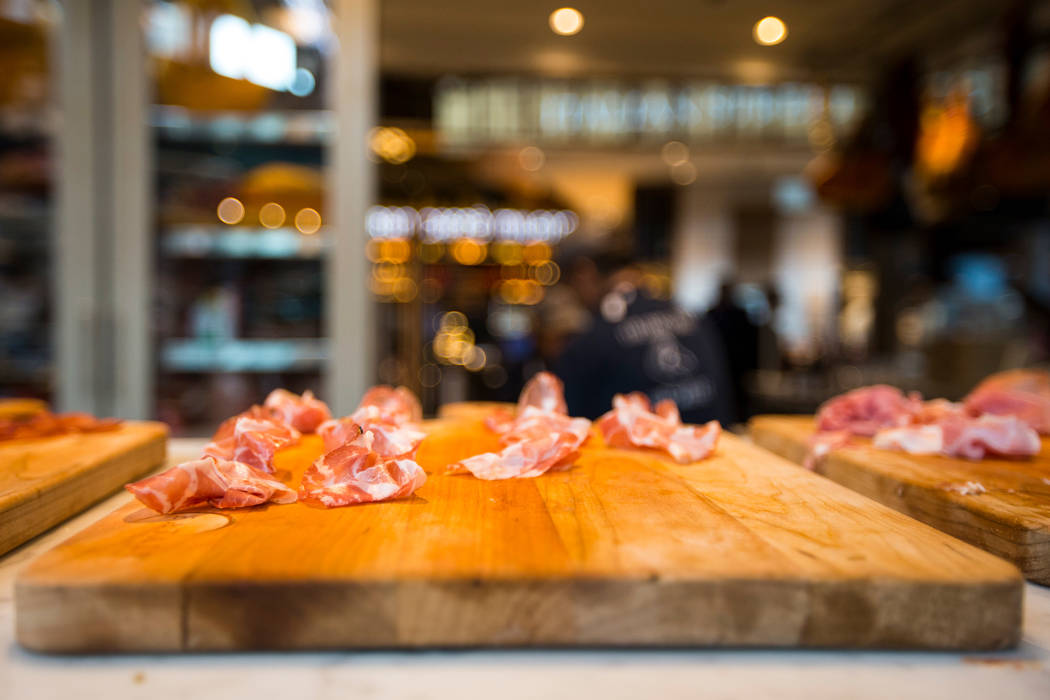 Prosciutto di Parma, aged 24 months, at La Salumeria before the ribbon cutting ceremony for Eataly at Park MGM in Las Vegas on Thursday, Dec. 27, 2018. Chase Stevens Las Vegas Review-Journal @csst ...