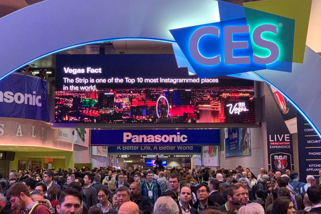 Show attendees enter CES at the Las Vegas Convention Center on Tuesday, Jan. 8, 2019. (Todd Prince/Las Vegas Review-Journal)