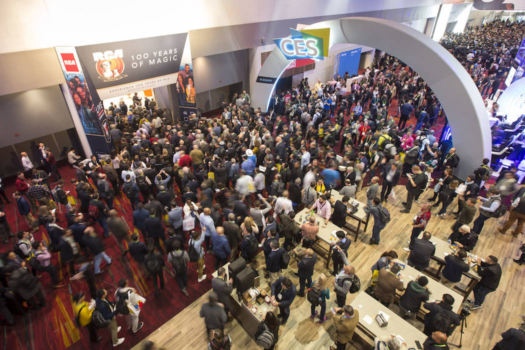 Show attendees enter the Central Hall on day one of CES at the Las Vegas Convention Center on Tuesday, Jan. 8, 2019. Richard Brian Las Vegas Review-Journal @vegasphotograph