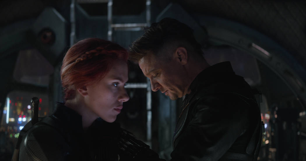 Scarlett Ingrid Johansson and Jeremy Renner in a scene from "Avengers: Endgame."