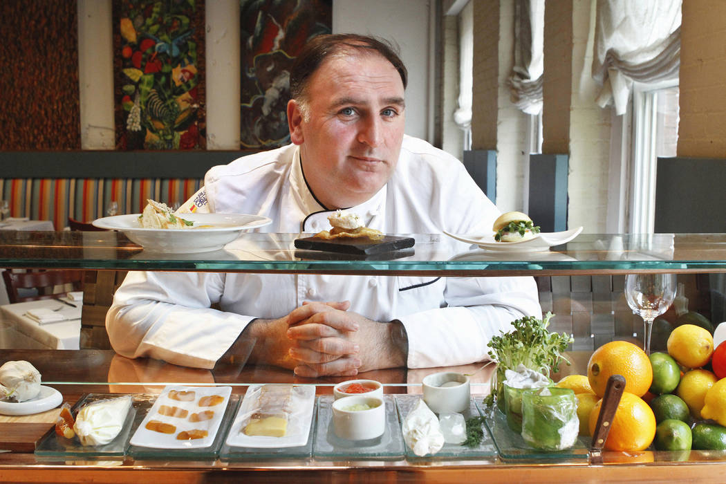 This Tuesday, March 15, 2011 file photo shows chef Jose Andres at his Minibar restaurant in Was ...