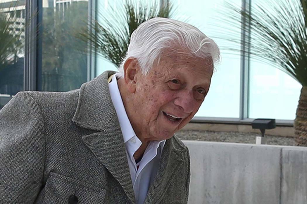 Dr. S. Jay Hazan, 94, a World War II Army veteran, arrives at the Lloyd George U.S. Courthouse ...