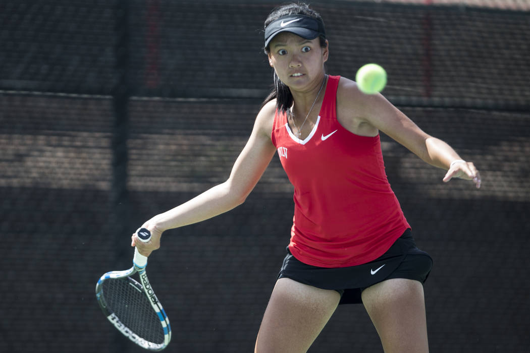 En-Pei Huang, shown in 2017, won in singles and was part of a doubles victory for UNLV on Thurs ...