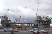 The construction site for the future Raiders stadium photographed on Thursday, Jan. 17, 2019, i ...