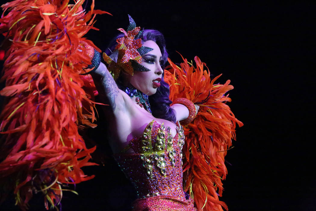 Burlesque entertainer Raquel Reed performs at the Viva Las Vegas Rockabilly Weekender Burlesque ...