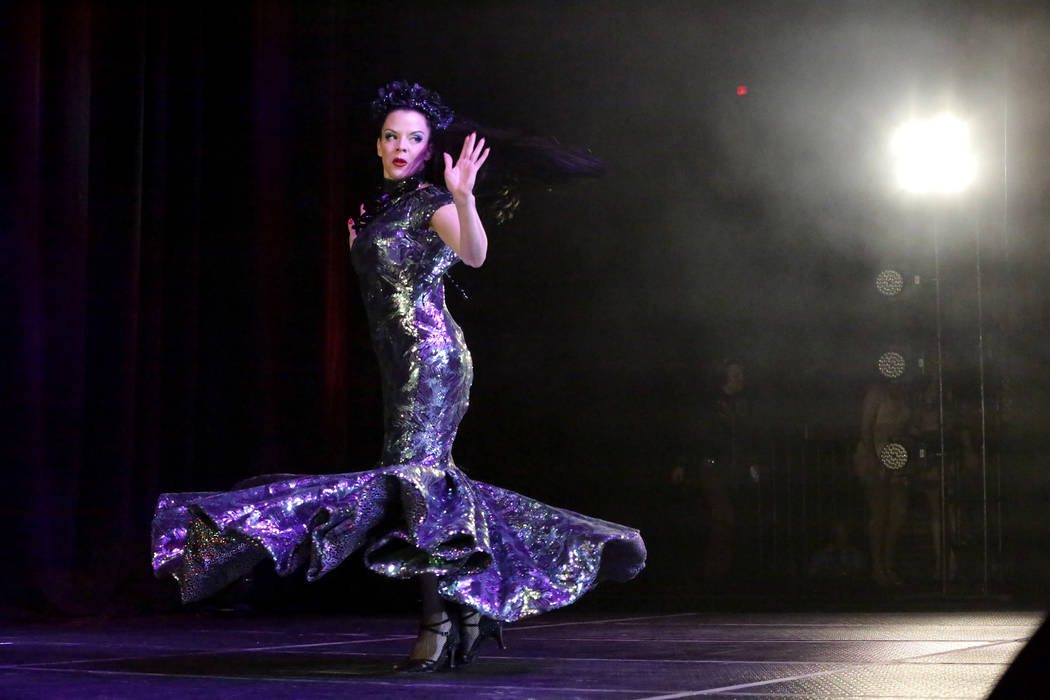 Burlesque entertainer Jamie Von Stratton performs at the Viva Las Vegas Rockabilly Weekender Bu ...