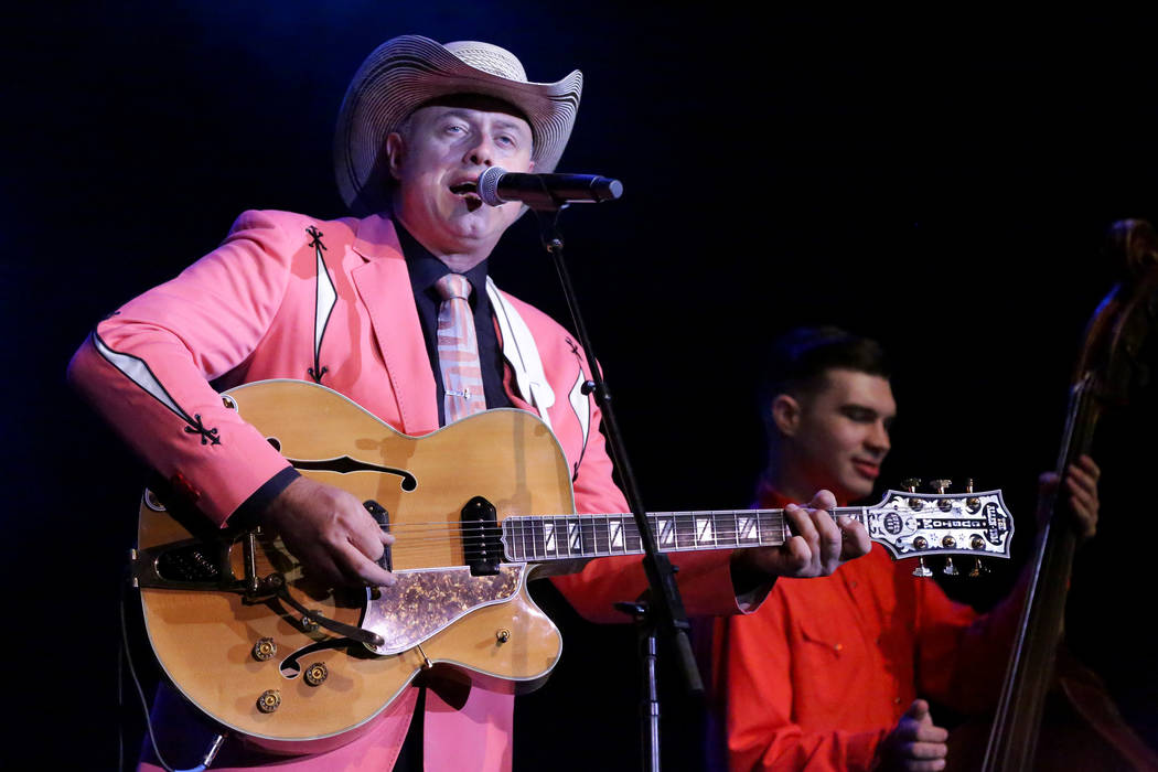 Deke Dickerson performs at the Deke Dickerson Guitar Geek Festival show during the Viva Las Veg ...