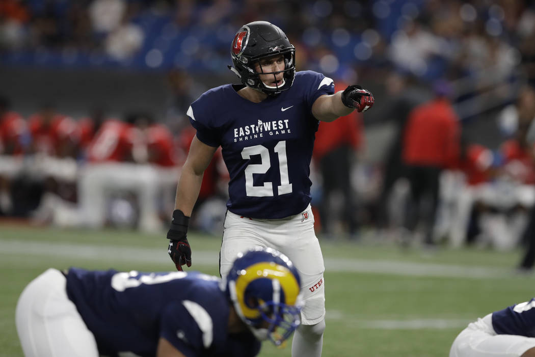 West linebacker Cody Barton (21), of Utah, during the first half of the East West Shrine footba ...