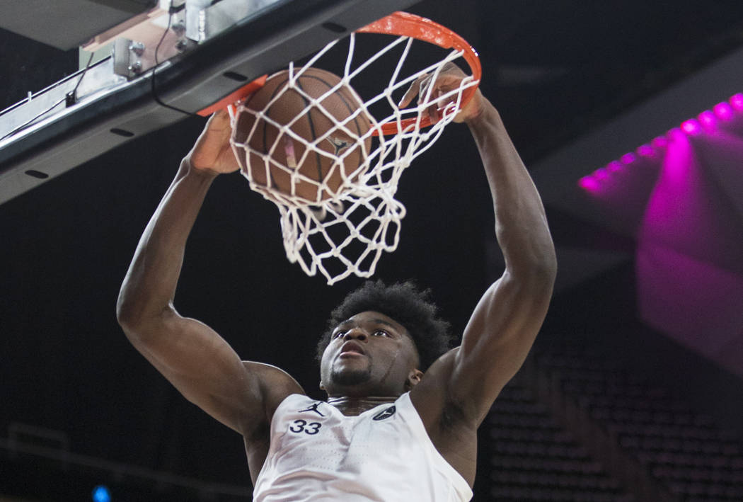 Isaiah Stewart (33) dunks in the second half during the Jordan Brand Classic All-American game ...