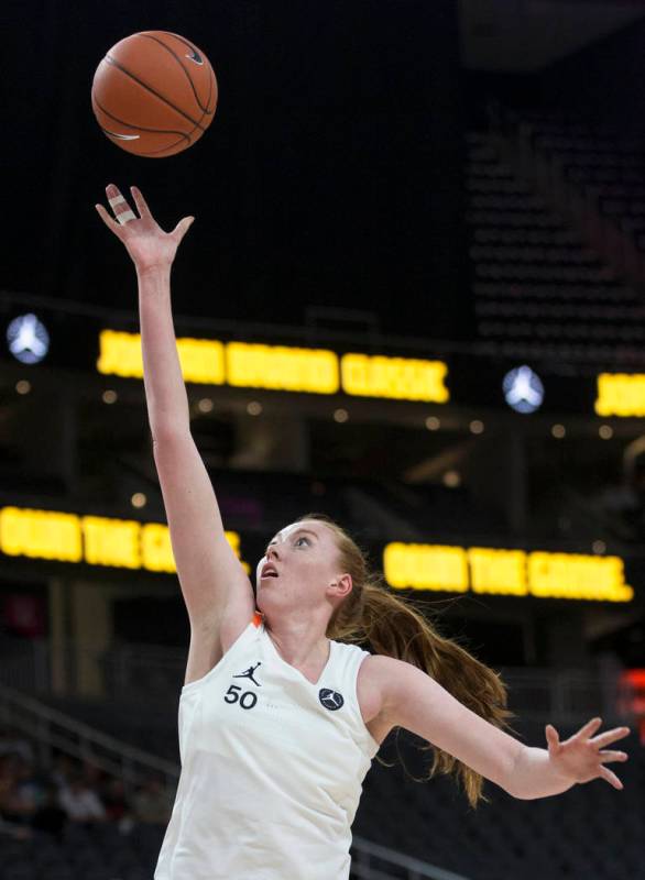 Ashten Prechtel (50) slices to the rim in the fourth quarter during the Jordan Brand Classic Al ...