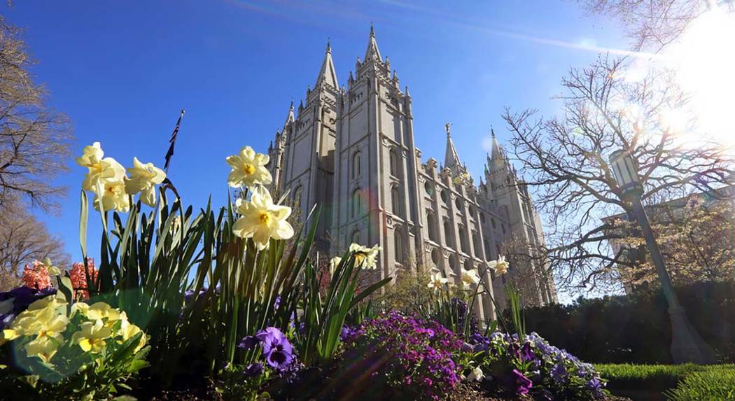 The Salt Lake Temple is shown Friday, April 19, 2019, in Salt Lake City. The iconic temple cent ...