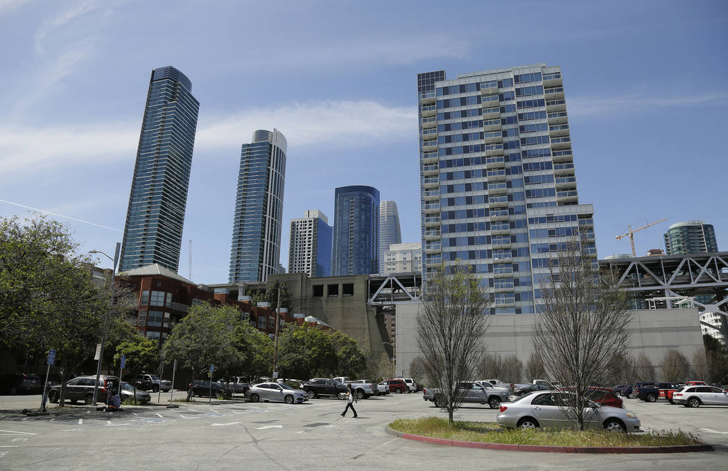 In this photo taken Thursday, April 18, 2019, is the proposed site of a waterfront homeless she ...