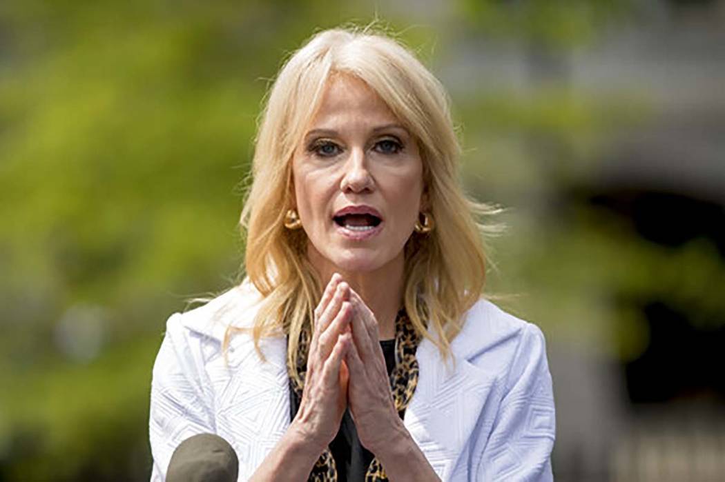 Counselor to the President Kellyanne Conway speaks to members of the media outside the West Win ...