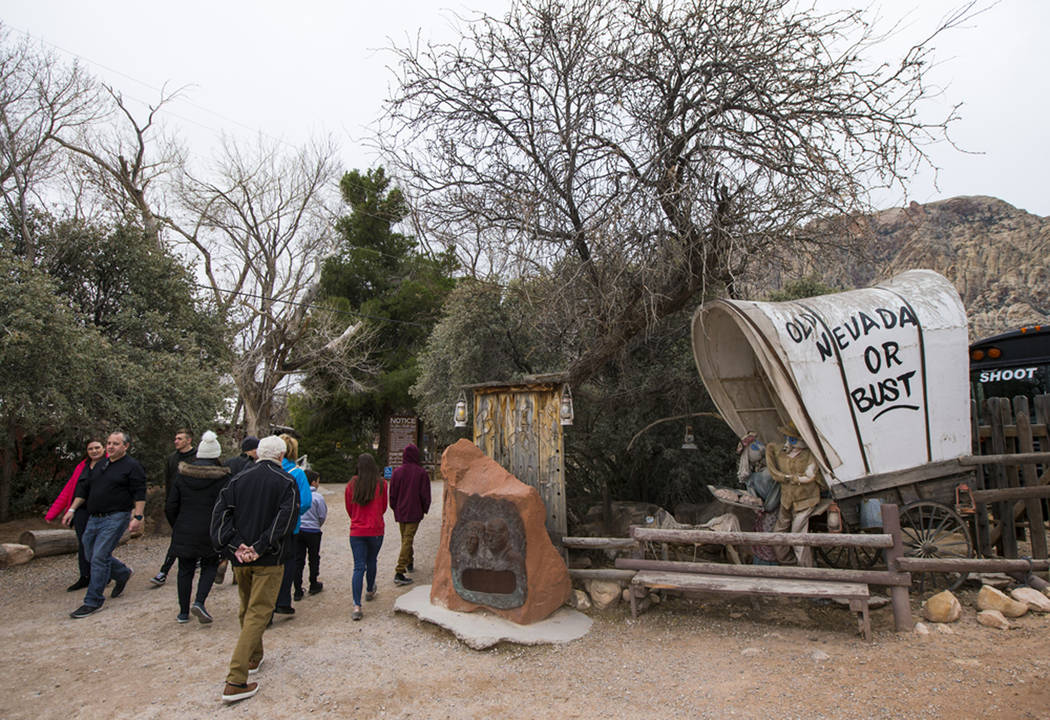 Visitors arrive at Bonnie Springs Ranch outside of Las Vegas, Saturday, Jan. 12, 2019. (Chase S ...