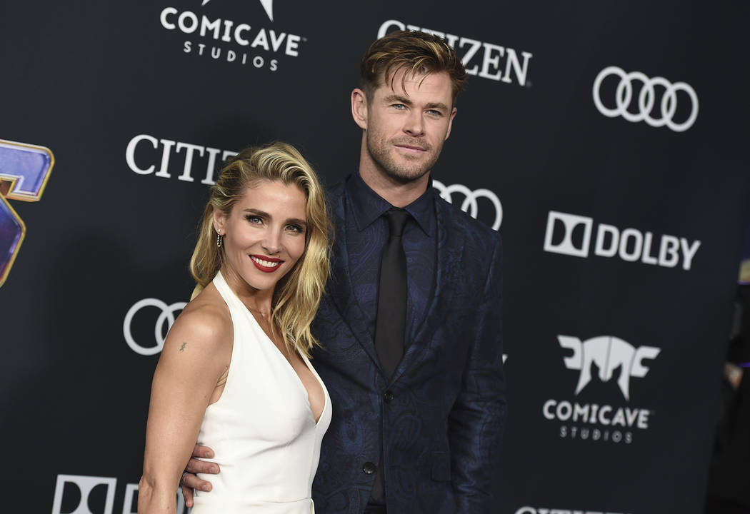 Elsa Pataky, left, and Chris Hemsworth arrive at the premiere of "Avengers: Endgame" ...