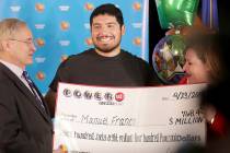 Manuel Franco of West Allis, Wis., winner of second-highest Powerball lottery in history, atten ...