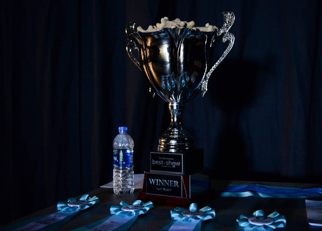 The Best in Show trophy is displayed before competition begins during the Animal Foundation's a ...