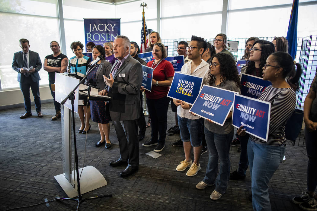 Executive Director of The Gay and Lesbian Community Center of Southern Nevada John Waldron spea ...