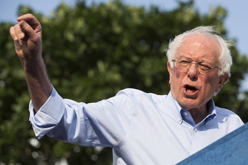 Democratic presidential candidate Sen. Bernie Sanders, I-Vt., Bernie Sanders speaks during a ra ...