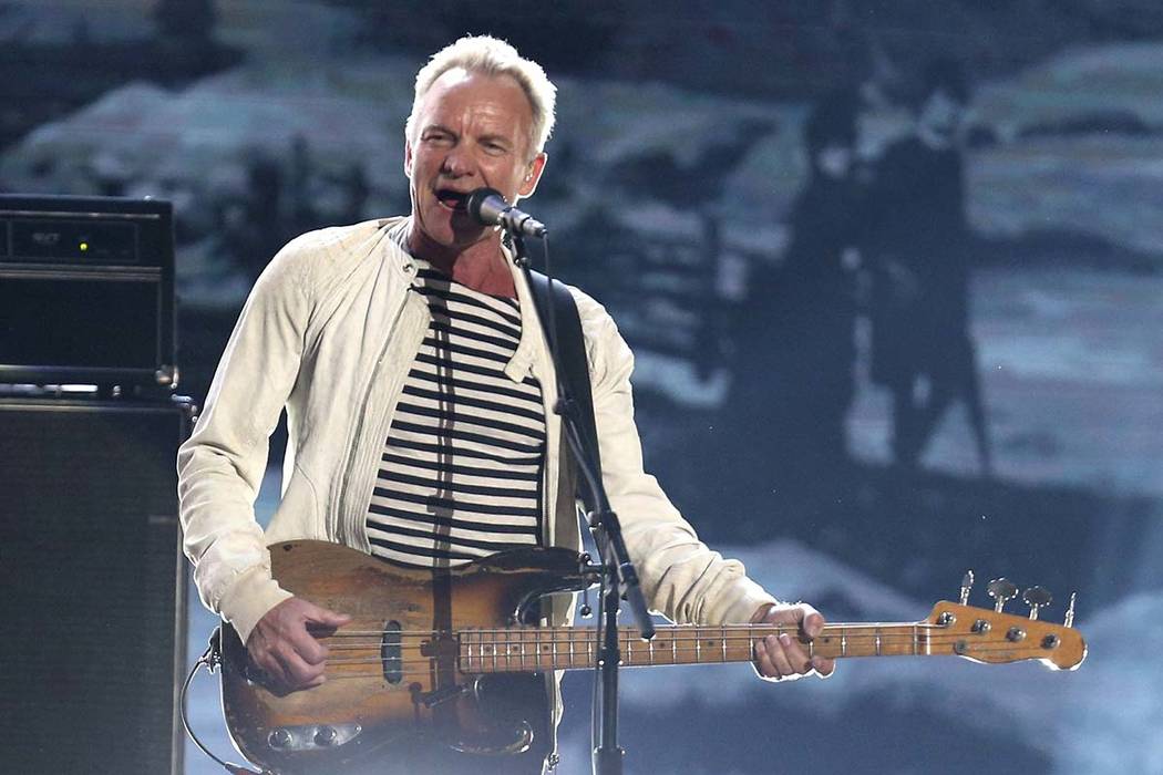 Sting performs at the 60th annual Grammy Awards in New York, Jan. 28, 2018. Sting is heading to ...