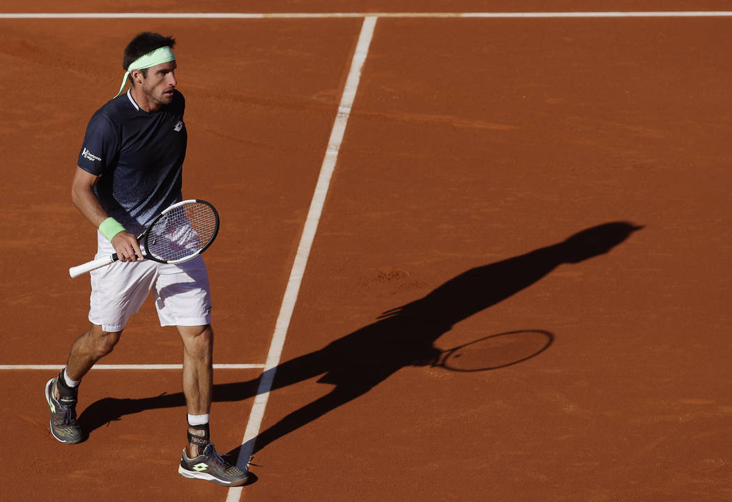 Argentina's Leonardo Mayer during a men's singles match against Spain's Rafael Nadal at the Bar ...