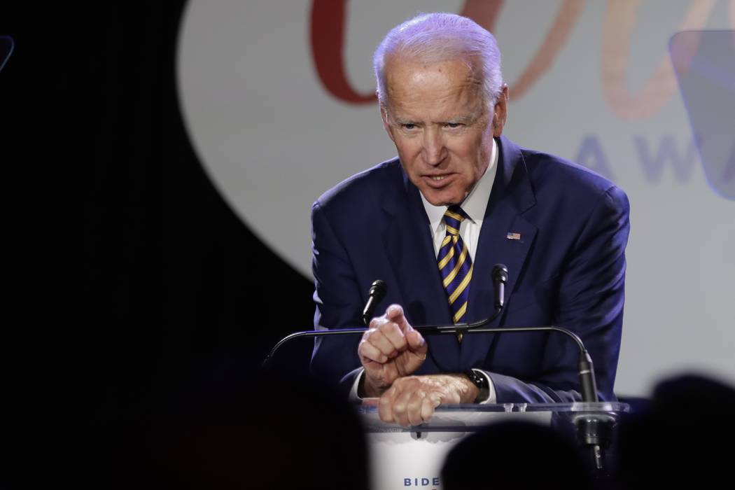 Former Vice President Joe Biden speaks March 26, 2019, at the Biden Courage Awards in New York. ...