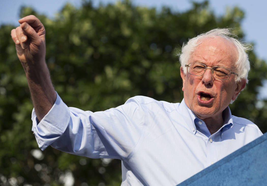 Democratic presidential candidate Sen. Bernie Sanders, I-Vt., Bernie Sanders speaks during a ra ...