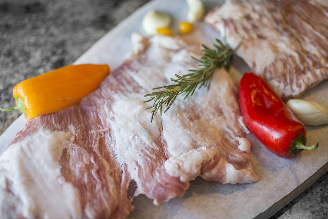 Secreto de Iberico bellota, before being cooked, at Pamplona Tapas on Friday, April 26, 2019, i ...