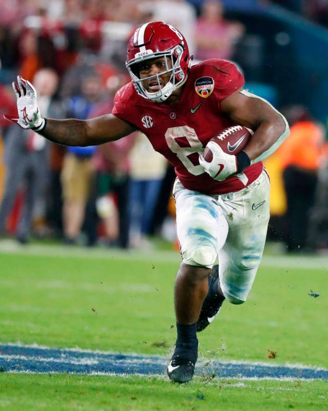 This Dec. 30, 2018, file photo shows Alabama running back Josh Jacobs (8) during the second hal ...