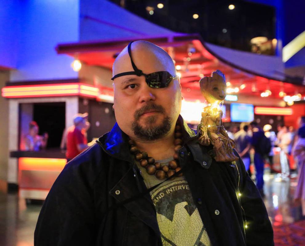 Mark Niven, the owner and creator of Babok Comics , cosplays as Nick Fury before the first show ...