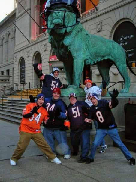 James Holzhauer, left, with friends outside the Chicago Art Museum. (Jake Moore)