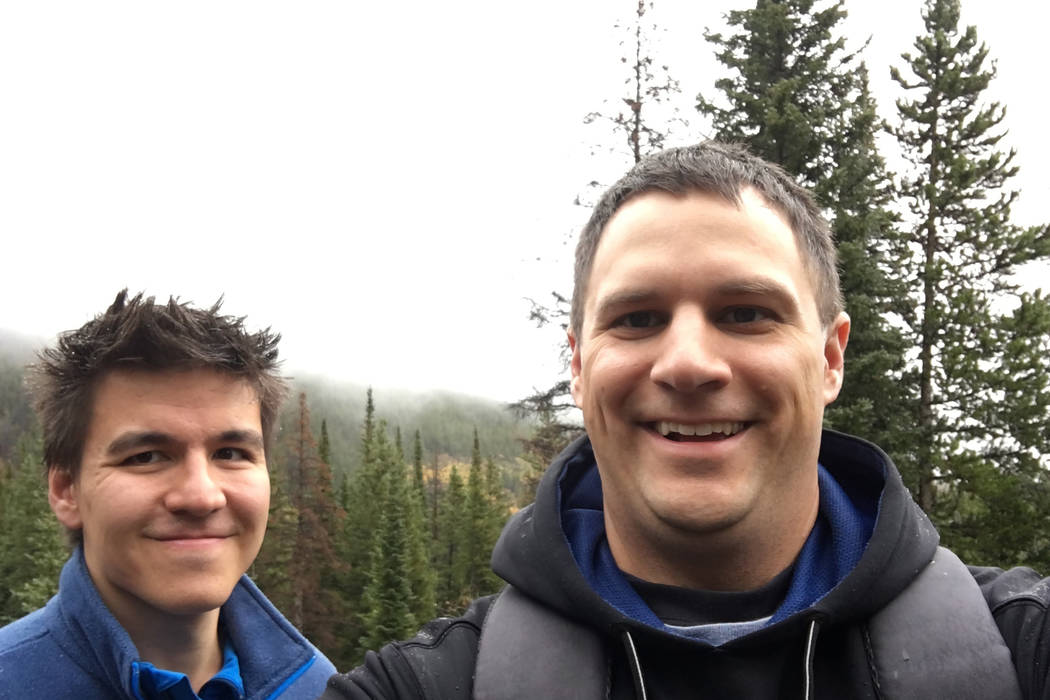 James Holzhauer, left, and Brad Phillips hiking in Colorado. (Brad Phillips)