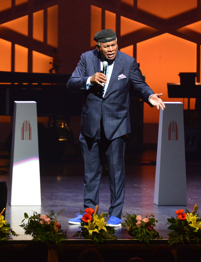 Comedian George Wallace performs to open the Heart of Education Awards for Clark County Teacher ...