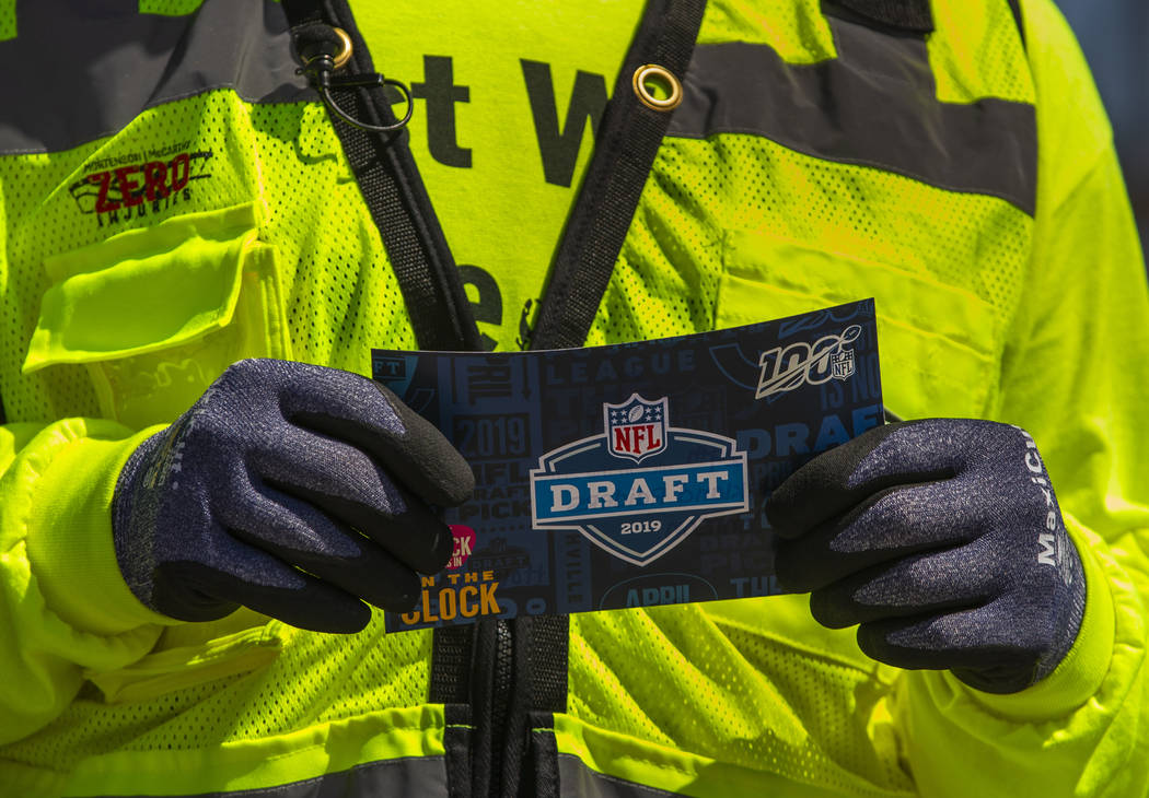 Labor concrete foreman Dave Durbin helps the Raiders announce their next NFL Draft Day 3 select ...