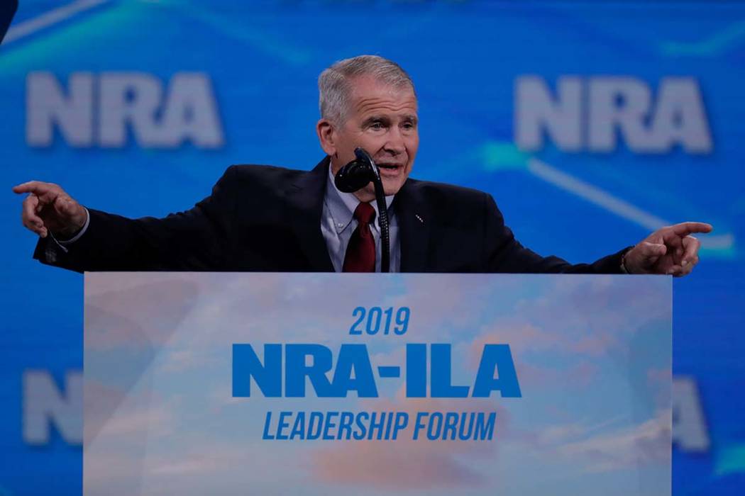 National Rifle Association President Col. Oliver North speaks at the National Rifle Association ...