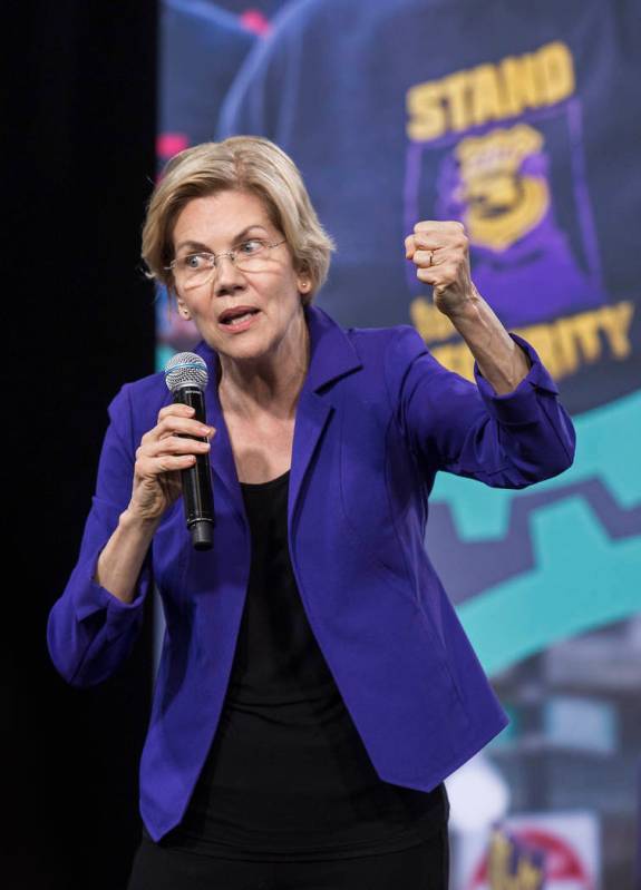 Democratic presidential candidate Sen. Elizabeth Warren, D-Mass., speaks during “Nationa ...