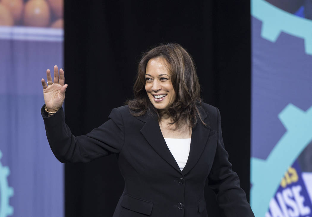 Presidential candidate Sen. Kamala Harris, D-Calif., walks on stage during “National For ...