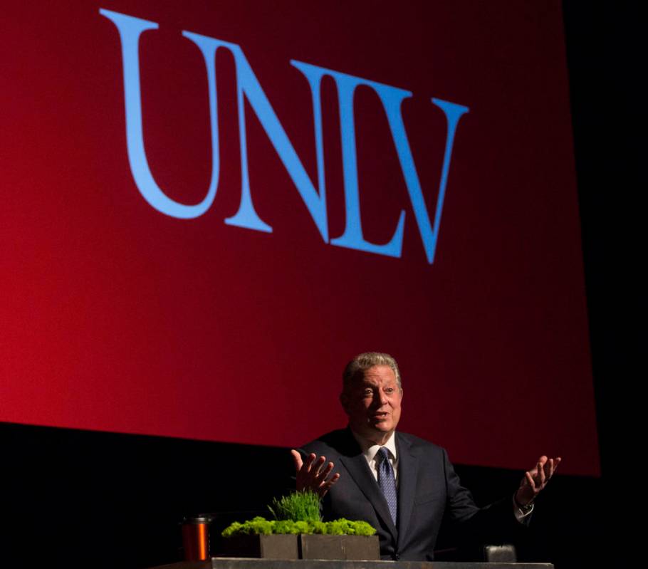 Former U.S. Vice President Al Gore discusses climate change on Tuesday, April 30, 2019, at UNLV ...