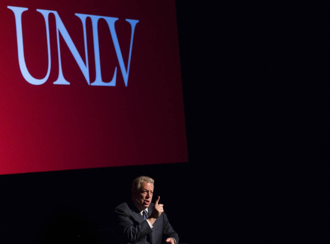 Former U.S. Vice President Al Gore discusses climate change on Tuesday, April 30, 2019, at UNLV ...