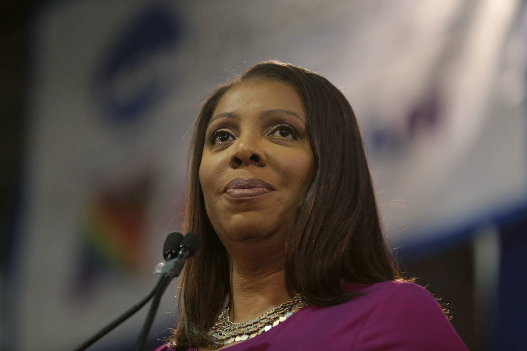 FILE - In this Sunday, Jan. 6, 2019 file photo, Attorney General of New York, Letitia James, sp ...