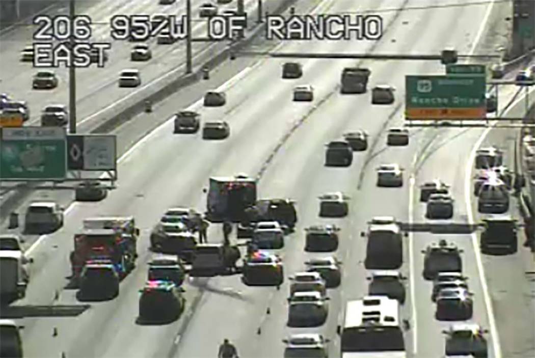 Crash on U.S. Highway 95 at Rancho Drive, Tuesday, April 30, 2019. (RTC Traffic Cameras)